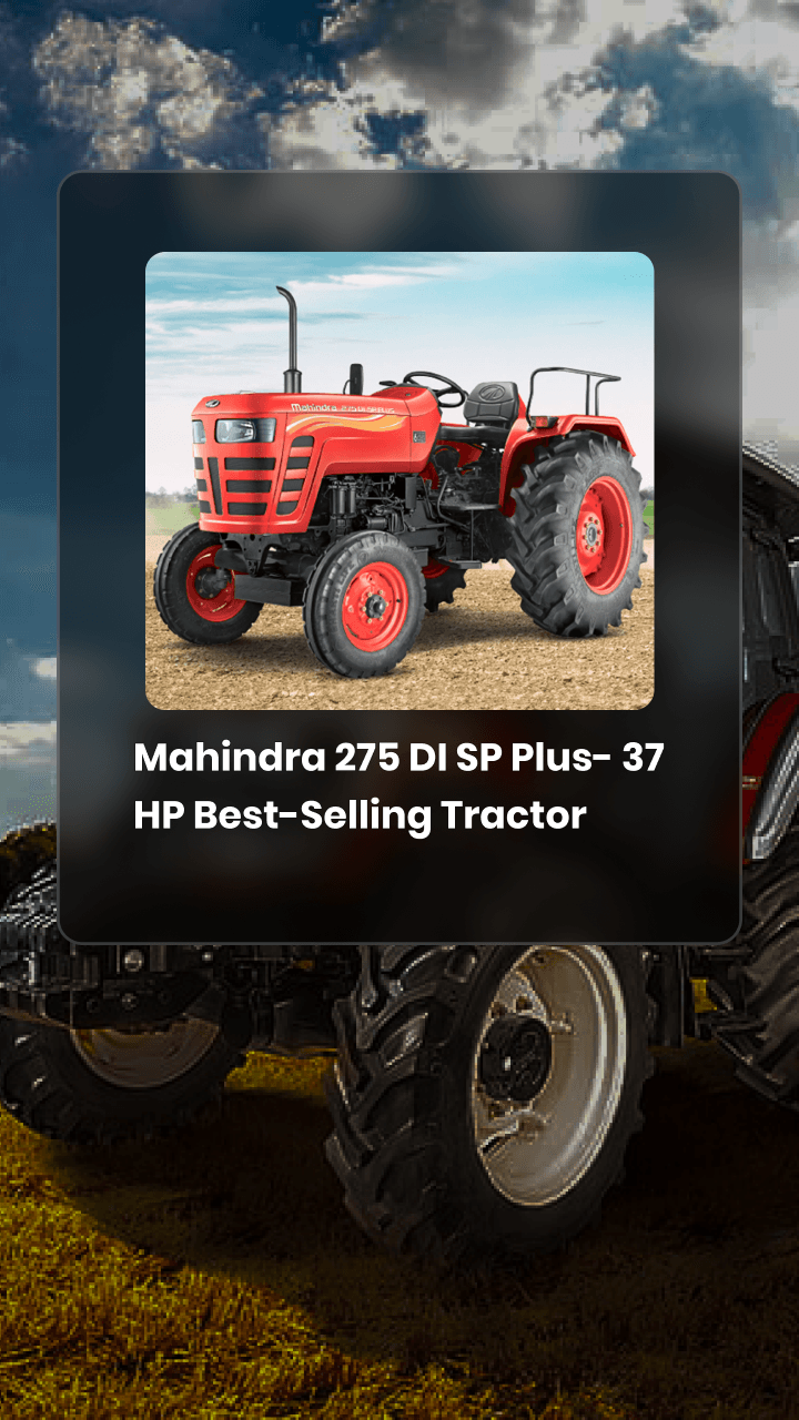 The subsequent slides include information about Mahindra 275 DI SP Plus, providing details like price, engine specifications, tyre size, and more.