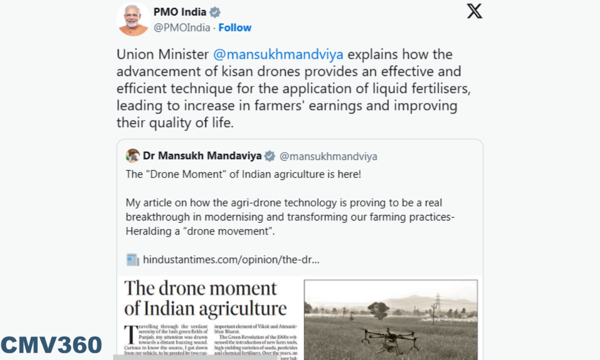 pm modi praises kisan drones impact