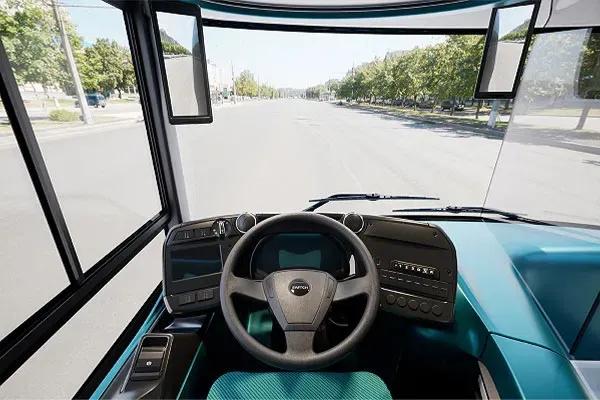 Switch Mobility e1 electric bus driver seat view