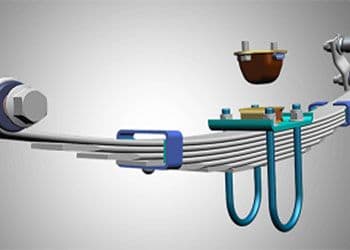 Leaf spring suspension with high clearance and gradability