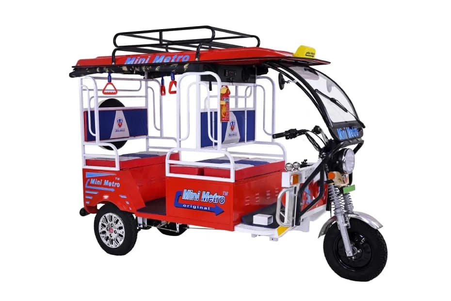 Mini Metro M1 MS Battery Operated E Rickshaw Red Color