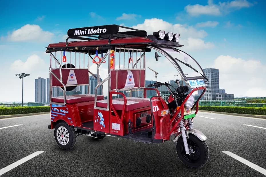Mini Metro Red E Rickshaw Front Right Side