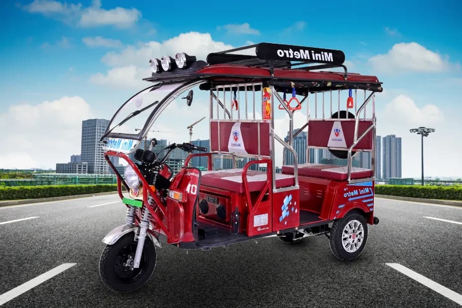 Mini Metro Red E Rickshaw Front Left Side