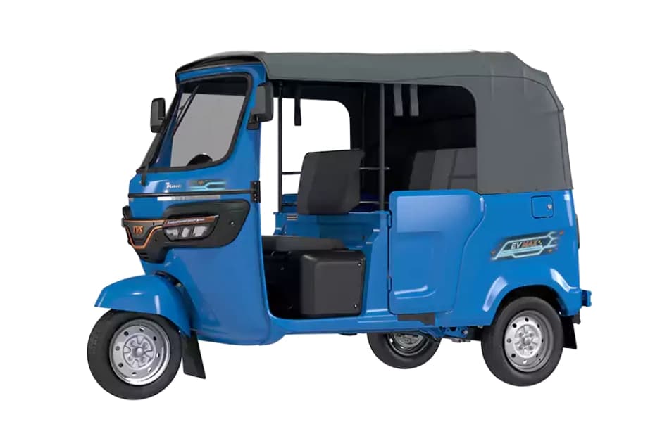 TVS King EV Max Neptune Blue Left Front Three Quarter