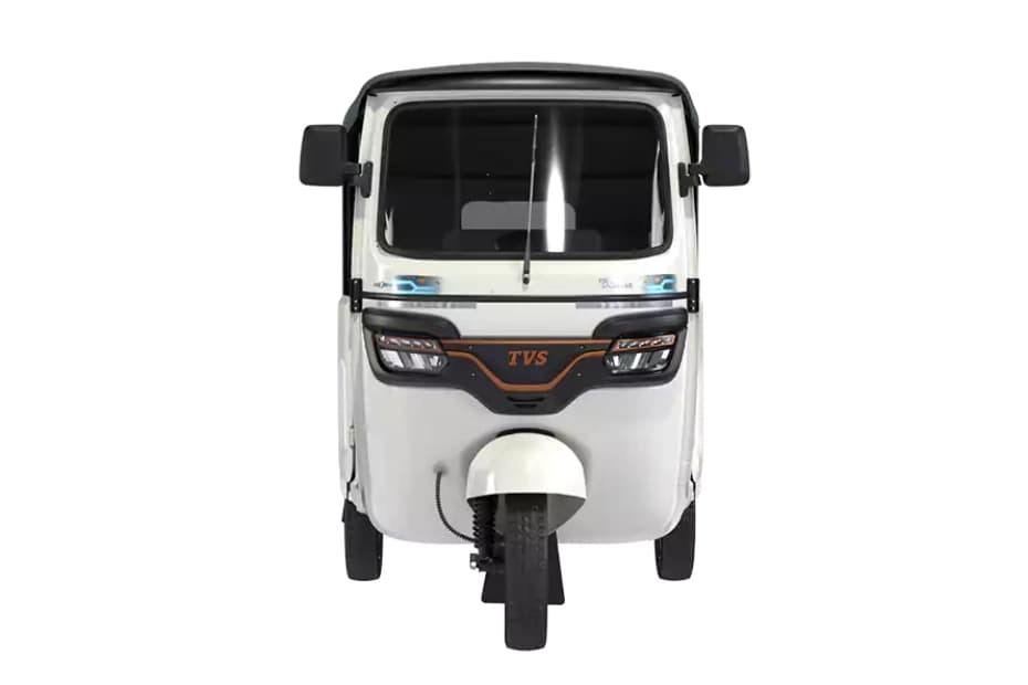 TVS King EV Max Pristine White Front View