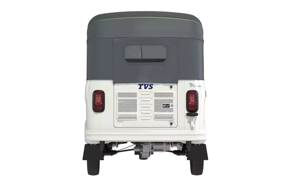 TVS King EV Max Pristine White Rear View