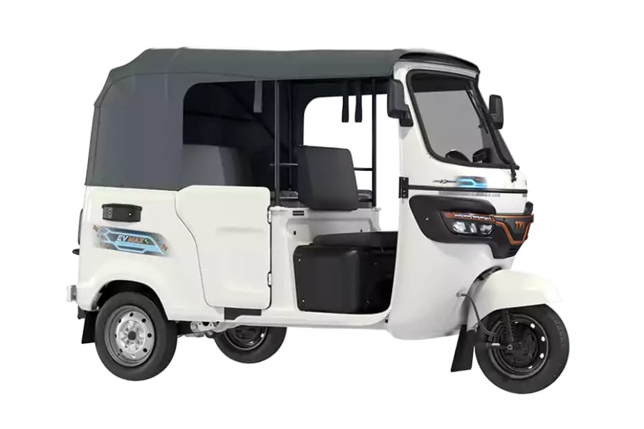 TVS King EV Max Pristine White Right Front Three Quarter