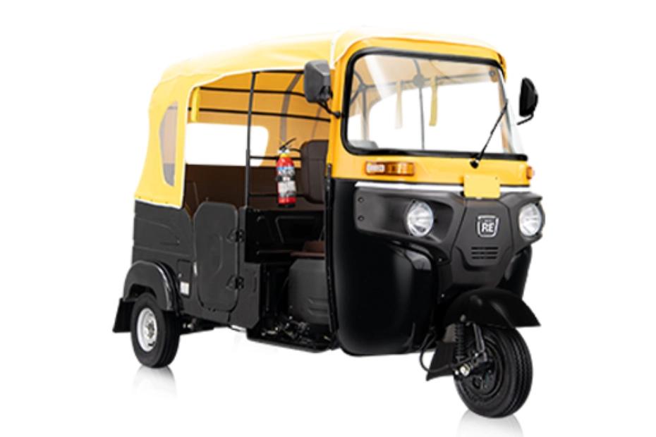 Bajaj RE Black Yellow Right Front Three Quarter Bajaj RE Black Yellow Right Front Three Quarter
