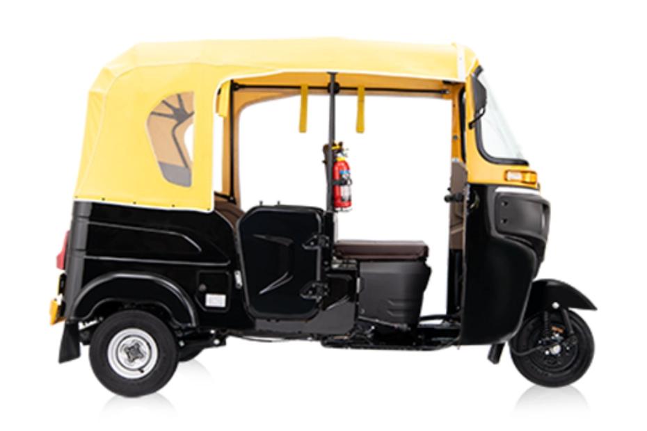 Bajaj RE Black Yellow Right Side View Bajaj RE Black Yellow Right Side View
