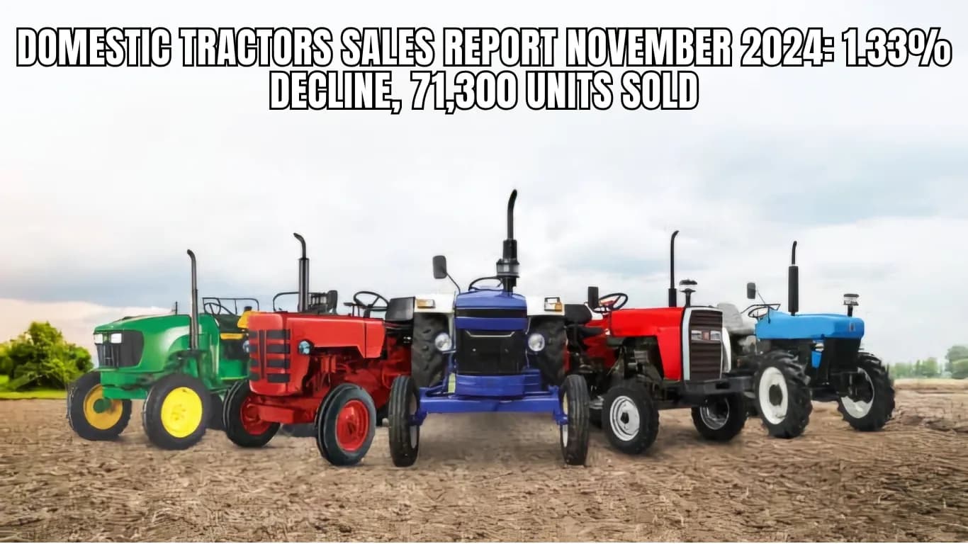 Domestic Tractors Sales Report November 2024: 1.33% Decline, 71,300 Units Sold