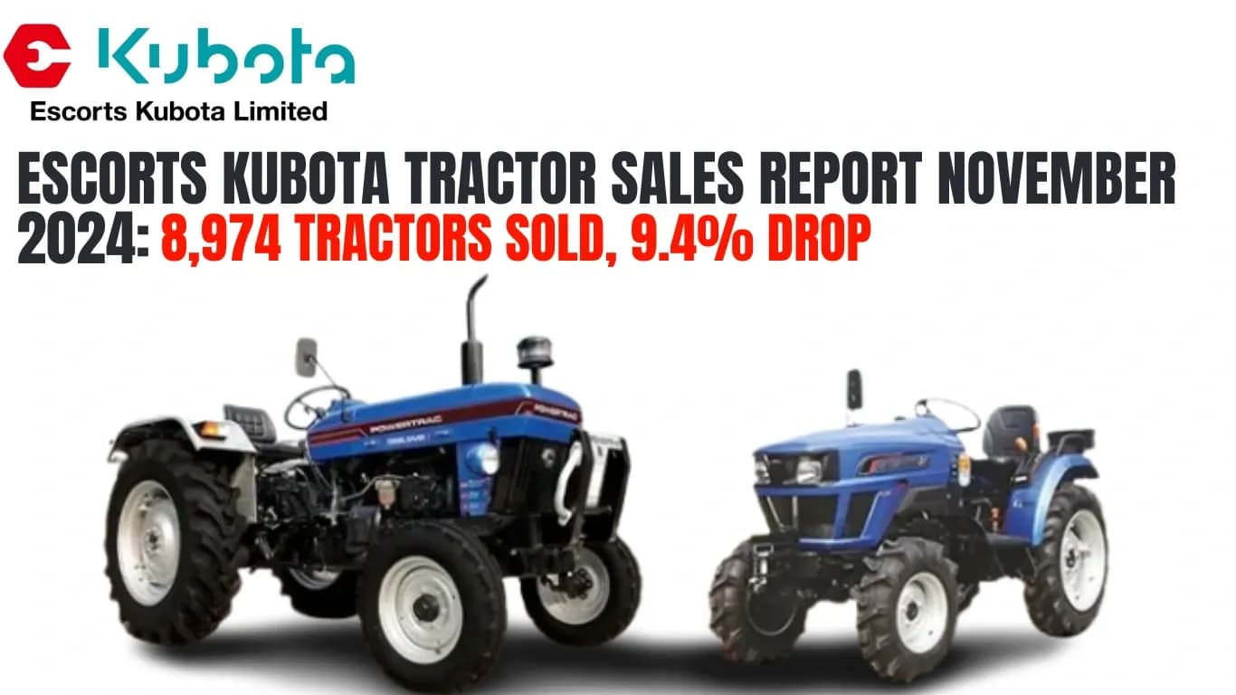 Escorts Kubota Tractor Sales Report November 2024: 8,974 Tractors Sold, 9.4% Drop