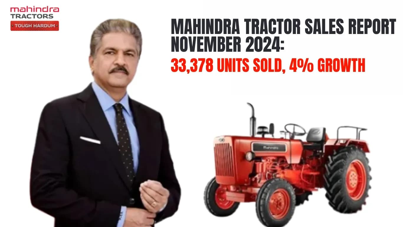 Mahindra Tractor Sales Report November 2024: 33,378 Units Sold, 4% Growth