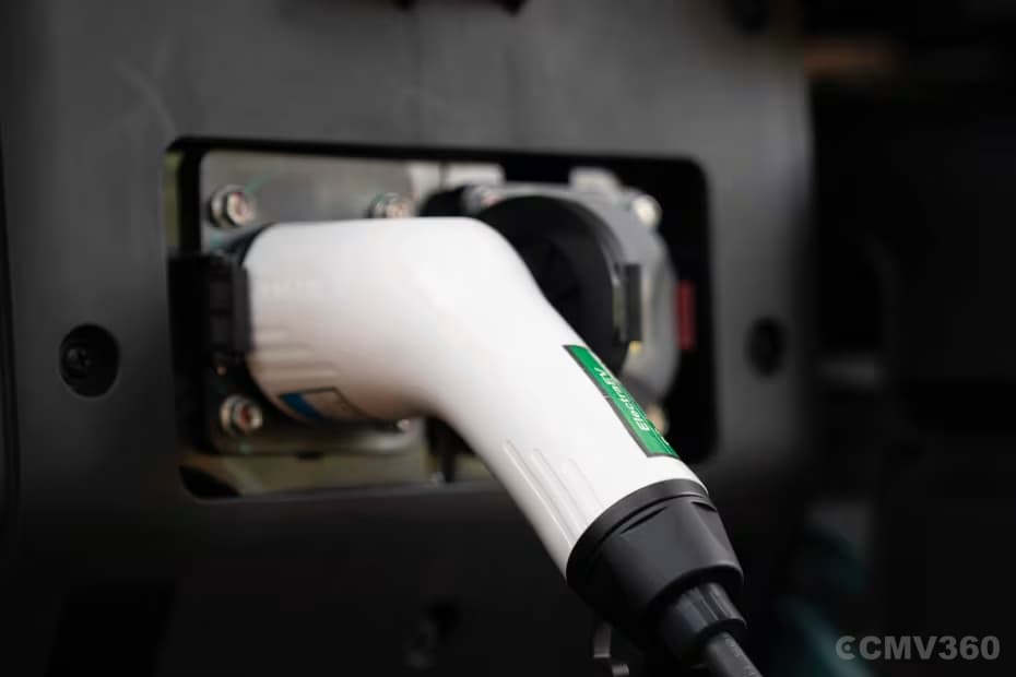 Tata Ace EV 1000 Charging Gun Connected to Vehicle Port Tata Ace EV 1000 Charging Gun Connected to Vehicle Port