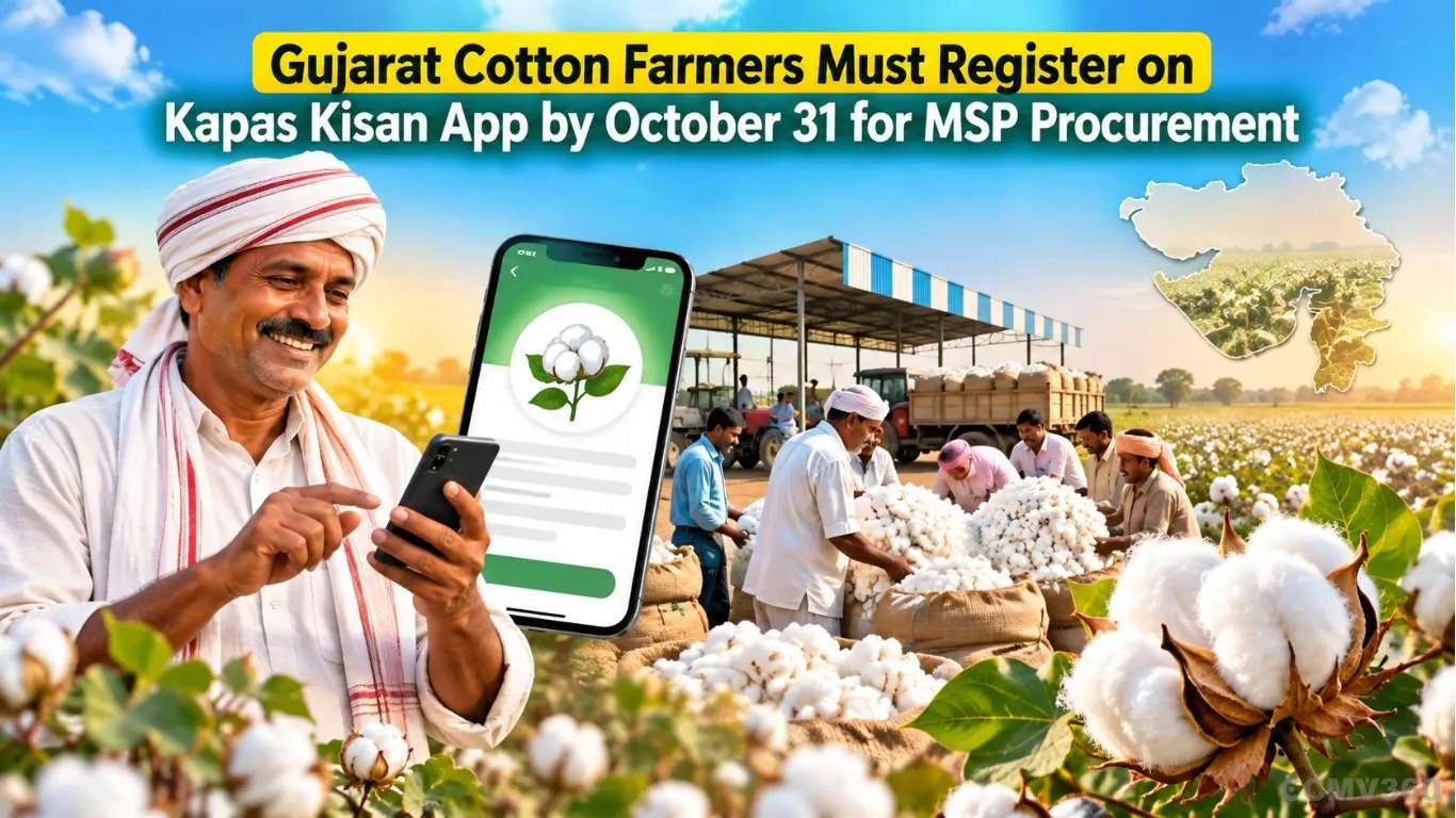 Gujarat Cotton Farmers Must Register on Kapas Kisan App by October 31 for MSP Procurement Gujarat Cotton Farmers Must Register on Kapas Kisan App by October 31 for MSP Procurement