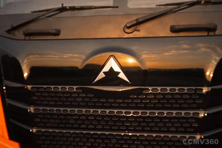 Ampstar 55T Tractor Trailer grille and front logo close-up view Ampstar 55T Tractor Trailer grille and front logo close-up view