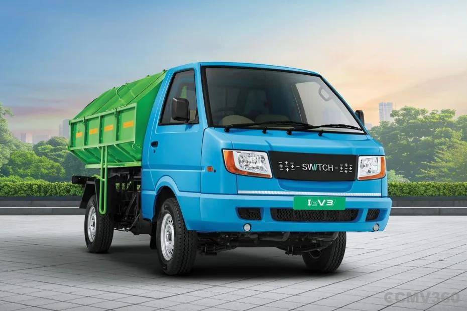 Switch Mobility IeV3 electric mini truck with green garbage collection body Switch Mobility IeV3 electric mini truck with green garbage collection body
