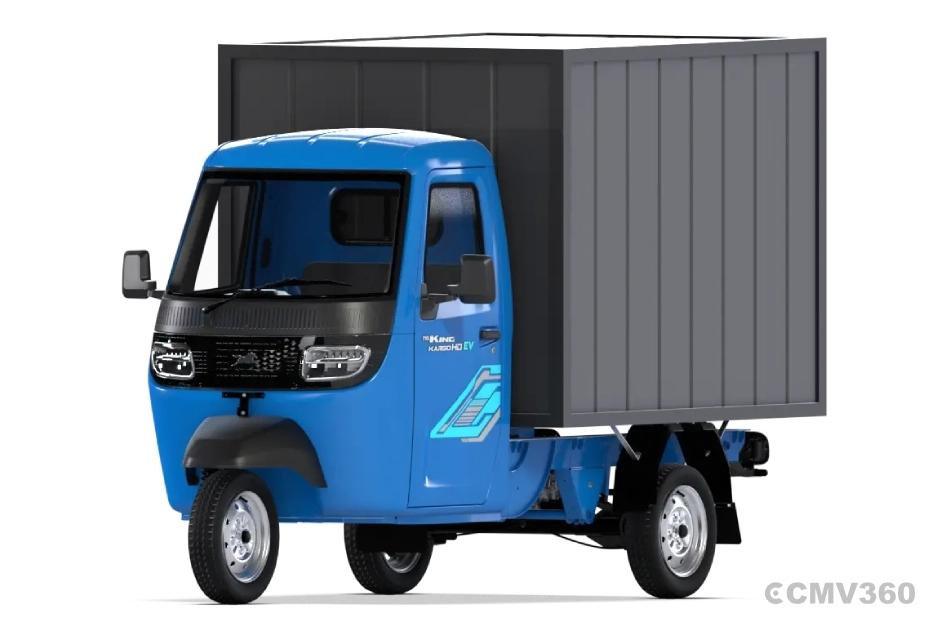 TVS King Kargo HD EV Neptune Blue Container Left Front Three Quarter TVS King Kargo HD EV Neptune Blue Container Left Front Three Quarter