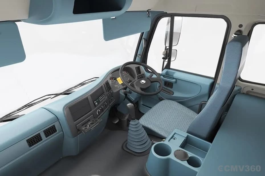 Eicher Pro 6028 CNG Cabin Showing Dashboard, Gear Stick, and Seats Eicher Pro 6028 CNG Cabin Showing Dashboard, Gear Stick, and Seats
