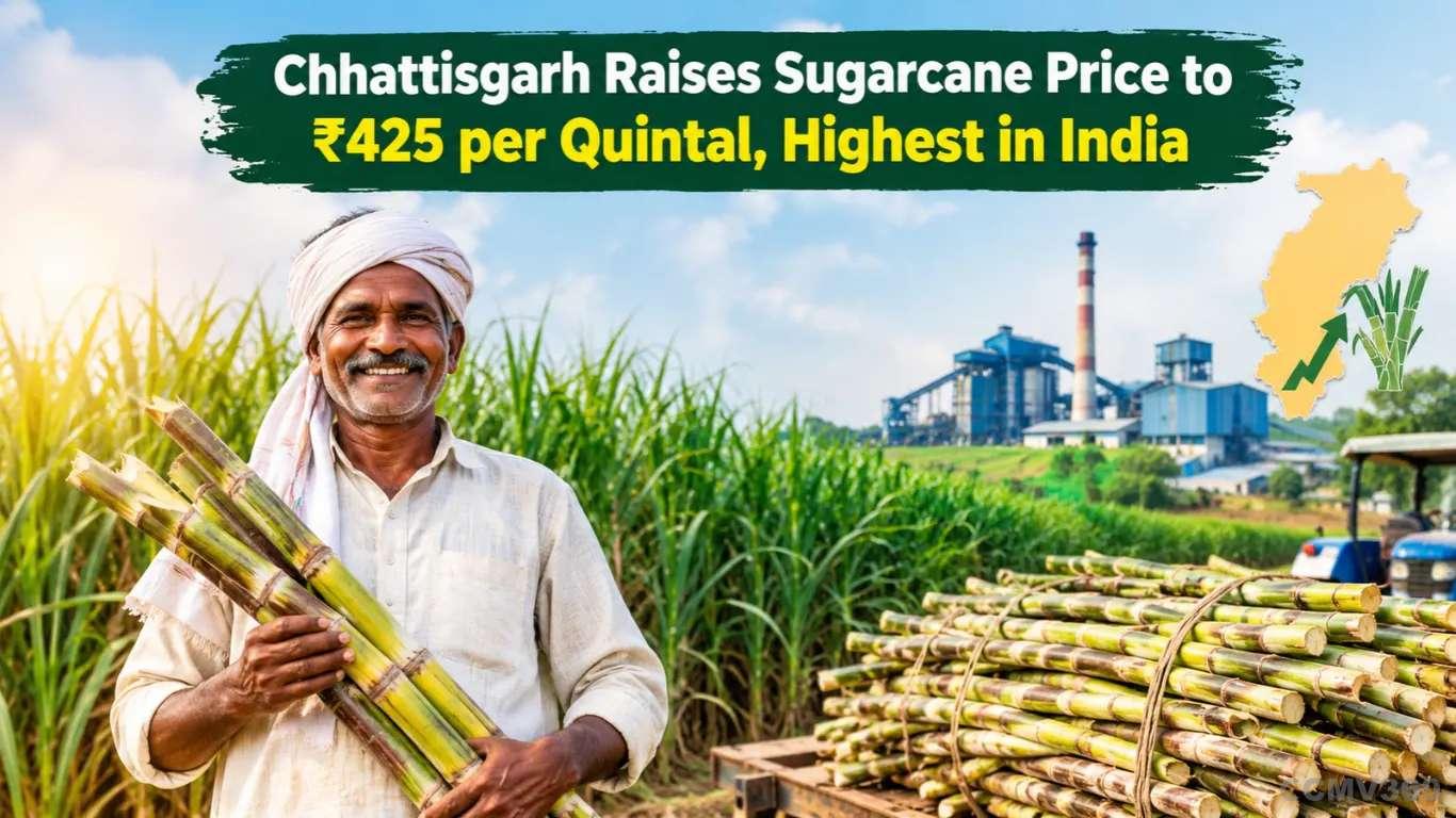 Chhattisgarh Raises Sugarcane Price to ₹425 per Quintal, Highest in India Chhattisgarh Raises Sugarcane Price to ₹425 per Quintal, Highest in India