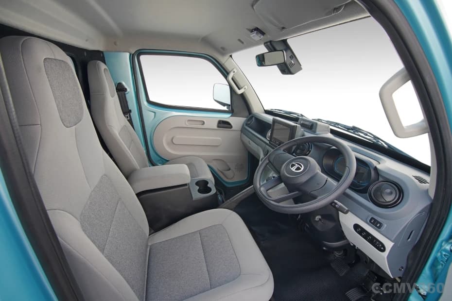 Spacious cabin with steering and dashboard view Spacious cabin with steering and dashboard view