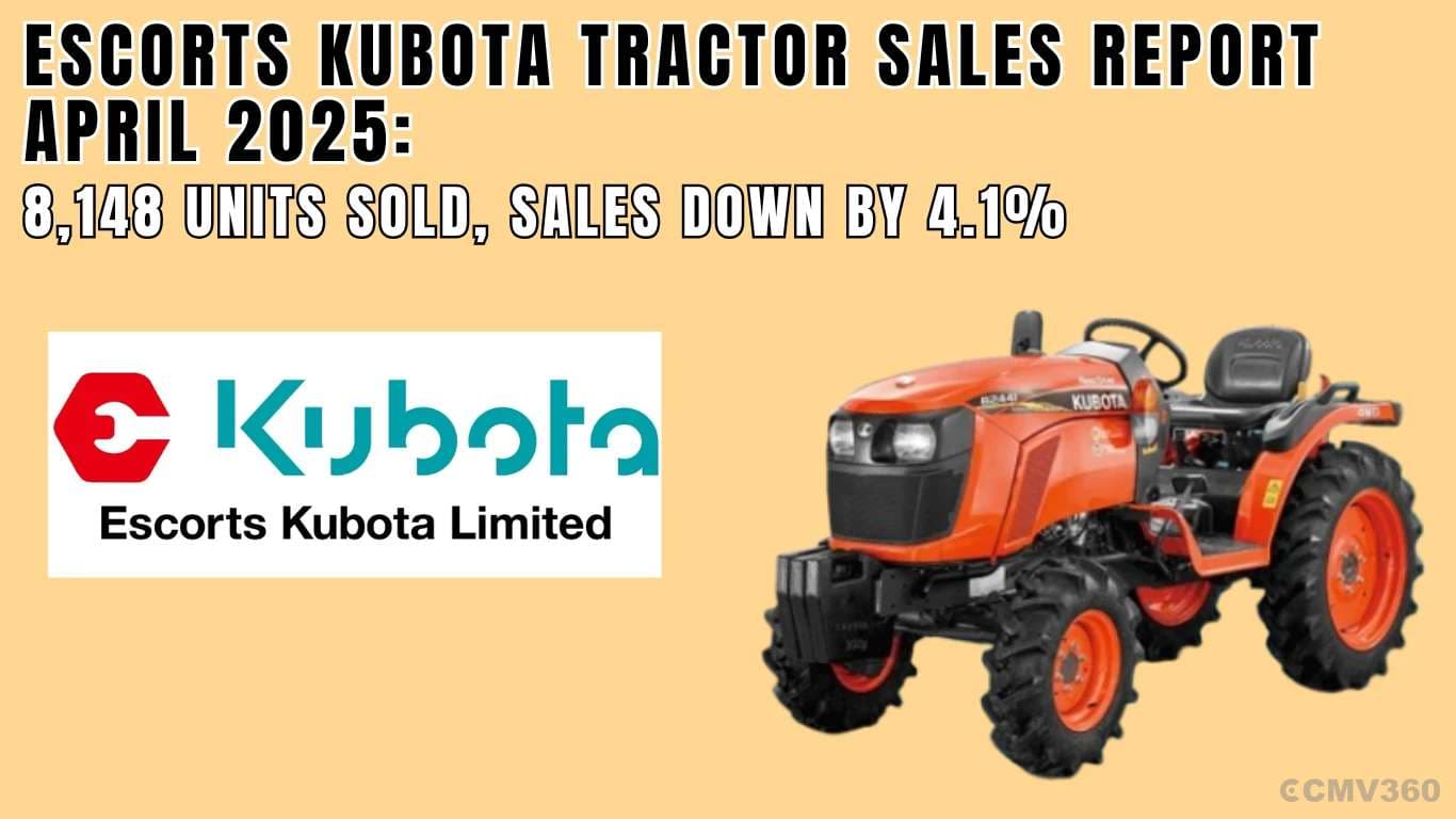 எஸ்கார்ட்ஸ் குபோடா டிராக்டர் விற்பனை அறிக்கை ஏப்ரல் 2025:8,148 அலகுகள் விற்கப்பட்டன, உள்நாட்டு விற்பனை 4.1% குறைந்துள்ளது Escorts Kubota Tractor Sales Report April 2025.webp