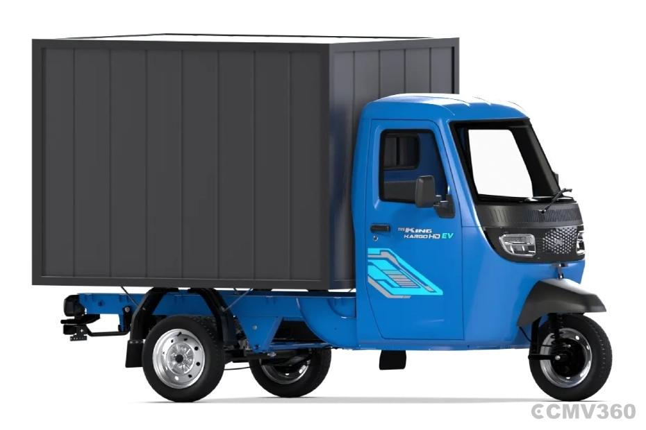 TVS King Kargo HD EV Neptune Blue Container Right Front Three Quarter TVS King Kargo HD EV Neptune Blue Container Right Front Three Quarter