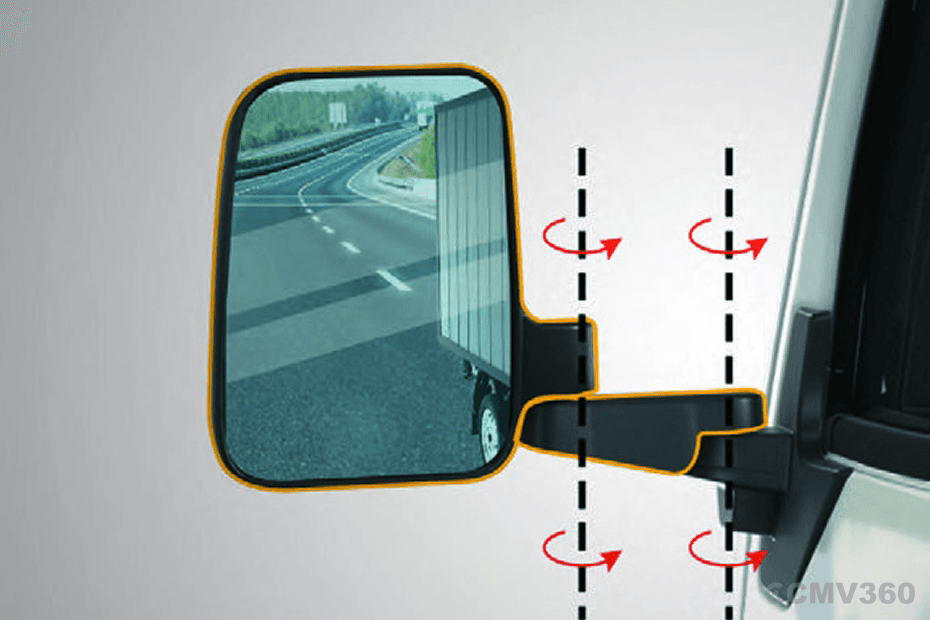 TVS King Kargo HD EV Adjustable Side Mirror on a Vehicle TVS King Kargo HD EV Adjustable Side Mirror on a Vehicle