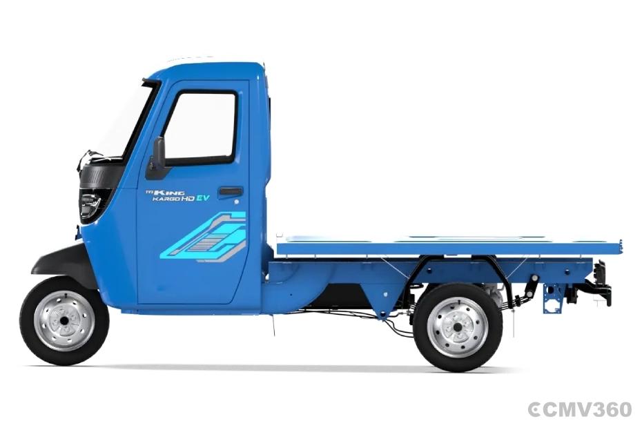 TVS King Kargo HD EV Neptune Blue Platform Left Side View TVS King Kargo HD EV Neptune Blue Platform Left Side View
