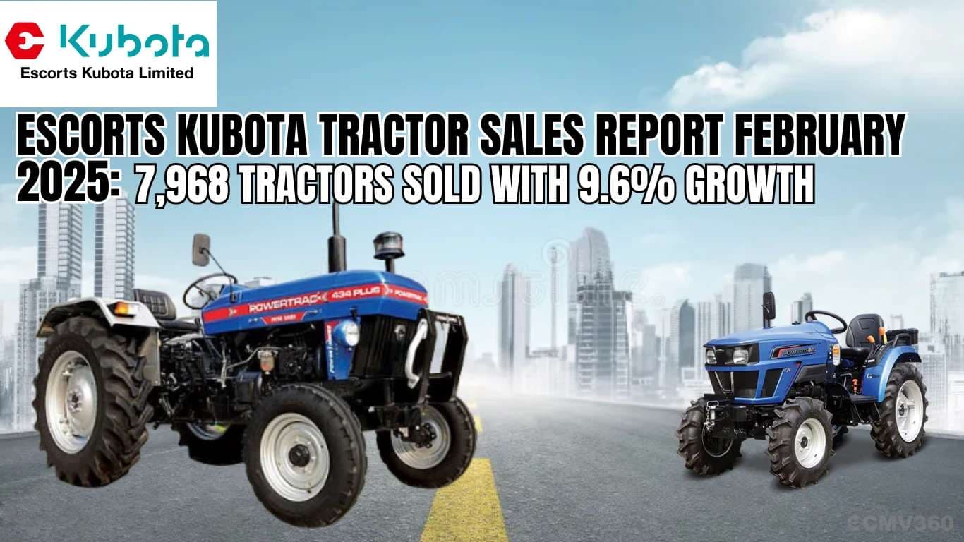 எஸ்கார்ட்ஸ் குபோடா டிராக்டர் விற்பனை அறிக்கை பிப்ரவரி 2025:7,968 டிராக்டர்கள் 9.6% வளர்ச்சியுடன் விற்கப்பட்டன Escorts Kubota Tractor Sales Report February 2025 7,968 Tractors Sold with 9.6% Growth.webp