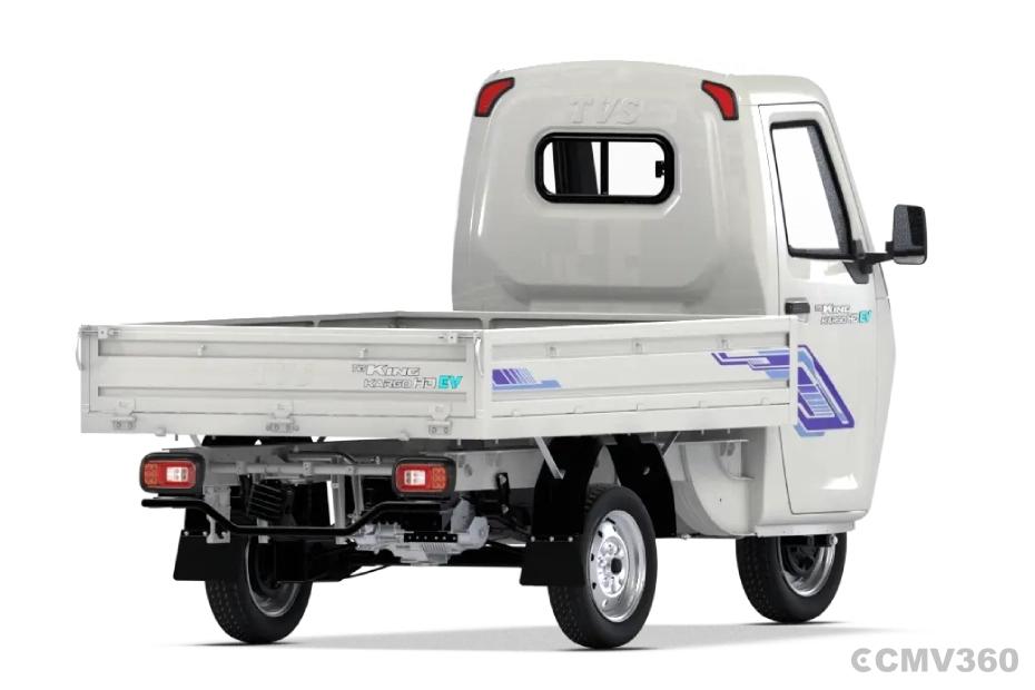 TVS King Kargo HD EV Pristine White FSD Right Rear Three Quarter TVS King Kargo HD EV Pristine White FSD Right Rear Three Quarter