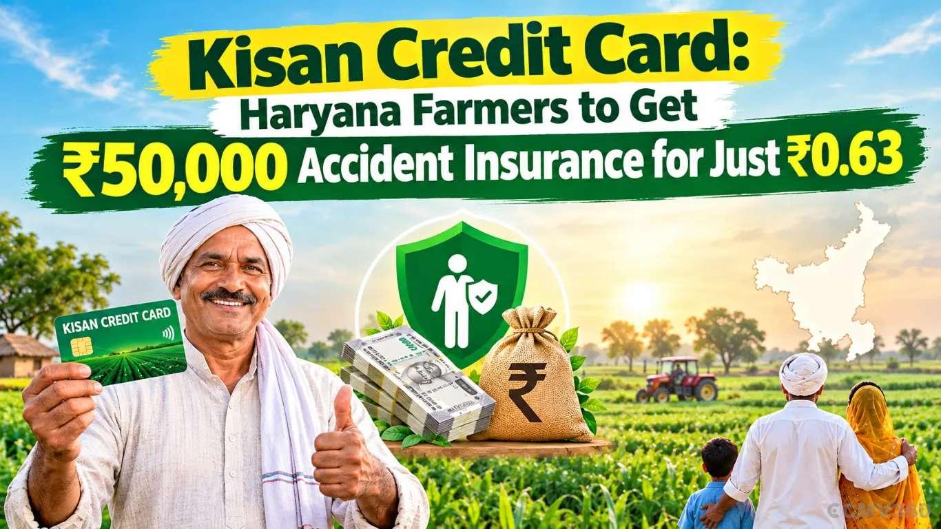 किसान क्रेडिट कार्ड: हरियाणा के किसानों को सिर्फ ₹0.63 में ₹50,000 दुर्घटना बीमा मिलेगा Kisan Credit Card: Haryana Farmers to Get ₹50,000 Accident Insurance for Just ₹0.63