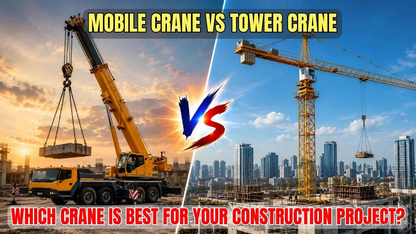 मोबाइल क्रेन वि. टॉवर क्रेन: आपल्या बांधकाम प्रकल्पासाठी कोणती क्र Mobile Crane vs Tower Crane: Which Crane is Best for Your Construction Project?