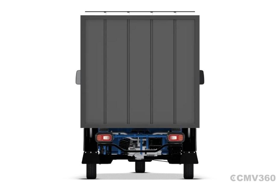 TVS King Kargo HD EV Neptune Blue Container Rear View TVS King Kargo HD EV Neptune Blue Container Rear View