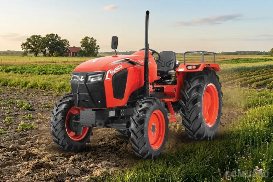 Kubota MU4502 4WD tractor working in an agricultural field Kubota MU4502 4WD tractor working in an agricultural field