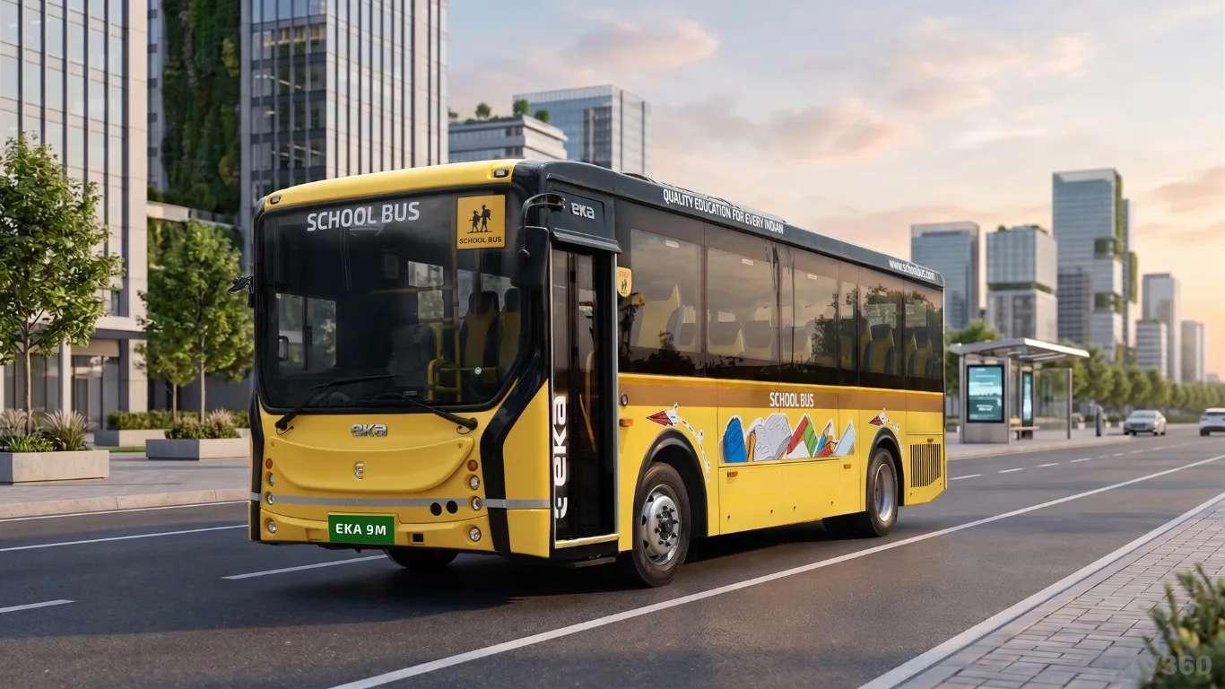 EKA Mobility Launches 9M Electric School Bus at Prawaas 5.0, Offers Up to 180 km Range EKA Mobility Launches 9M Electric School Bus at Prawaas 5.0, Offers Up to 180 km Range