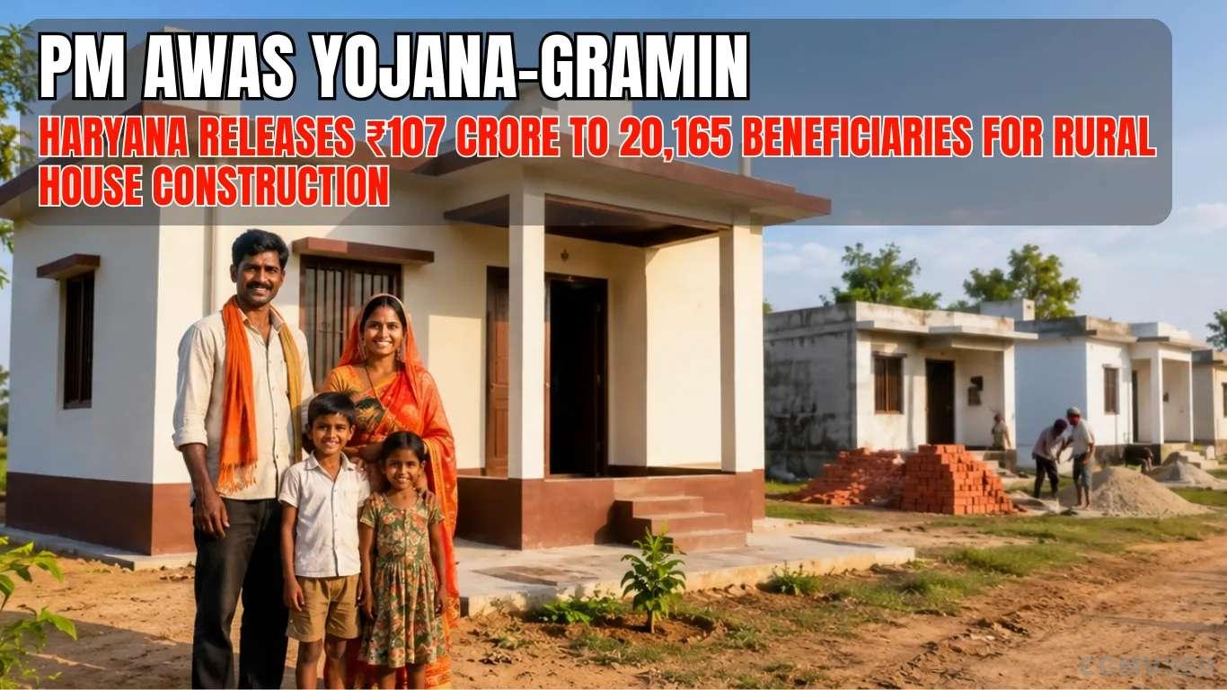 PM Awas Yojana-Gramin: Haryana Releases ₹107 Crore to 20,165 Beneficiaries for Rural House Construction PM Awas Yojana-Gramin: Haryana Releases ₹107 Crore to 20,165 Beneficiaries for Rural House Construction