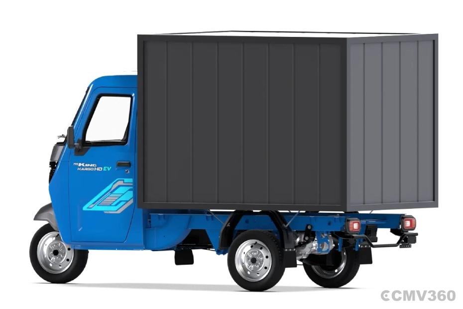 TVS King Kargo HD EV Neptune Blue Container Left Rear Three Quarter TVS King Kargo HD EV Neptune Blue Container Left Rear Three Quarter