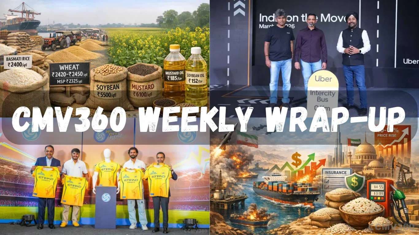 CMV360 साप्ताहिक रैप-अप | 02-07 मार्च 2026: CV बिक्री में वृद्धि, इलेक्ट्रिक मोबिलिटी का विस्तार, और ट्रैक्टर उद्योग ने मजबूत मांग दर्ज की CMV360 Weekly Wrap-Up 02-07 March 2026.webp