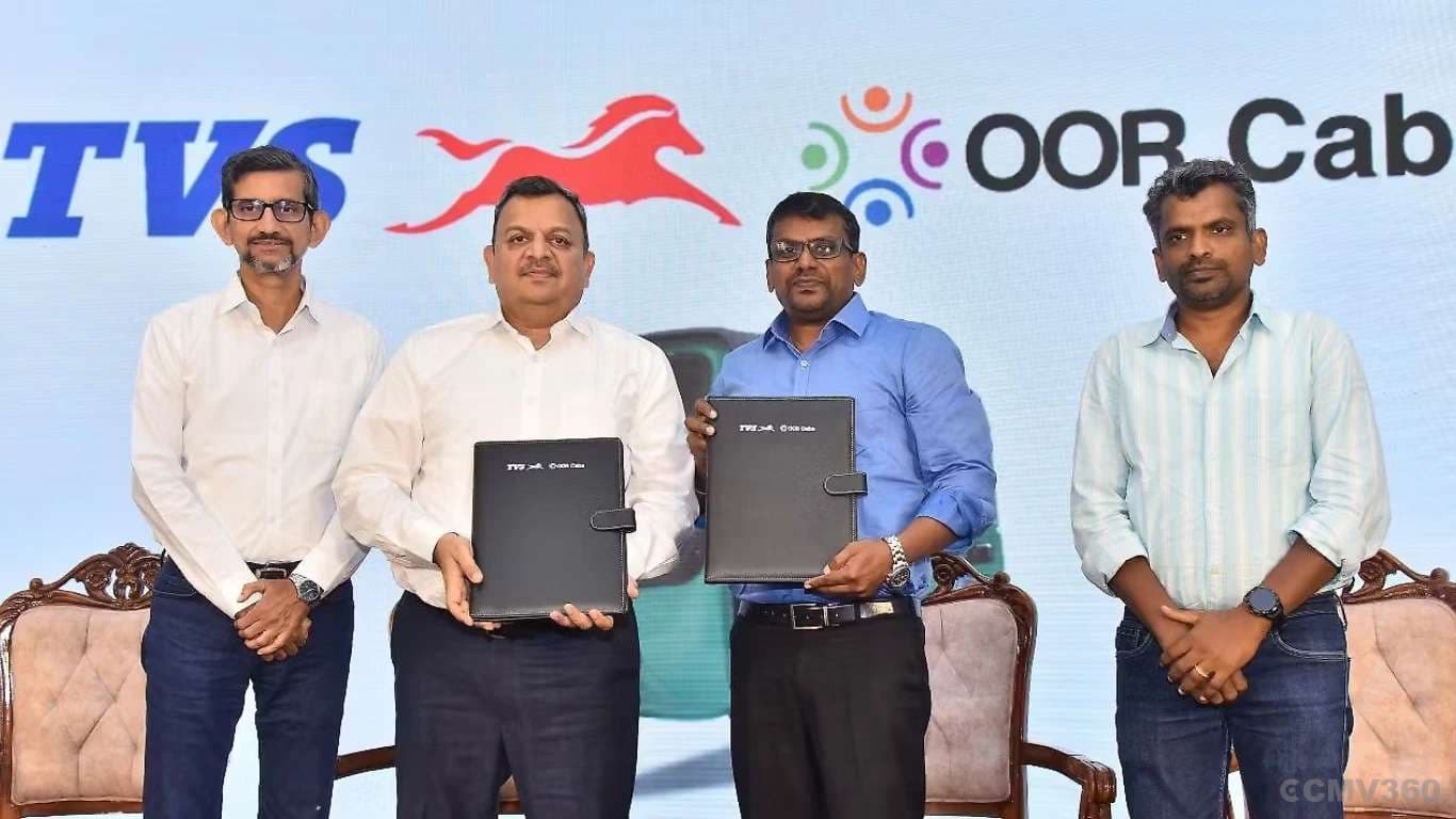 TVS Motor Signs MoU with OOR Cabs to Supply 500 King EV MAX E3Ws TVS Motor Signs MoU with OOR Cabs to Supply King EV MAX E3Ws