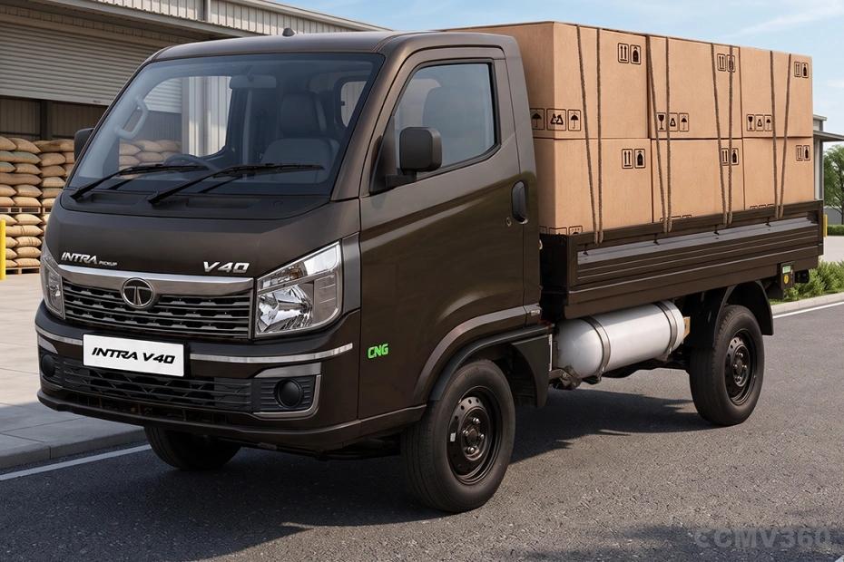 Tata Intra V40 Brown Colour Pickup Truck Left Front Side Profile Exterior View Tata Intra V40 Brown Colour Pickup Truck Left Front Side Profile Exterior View