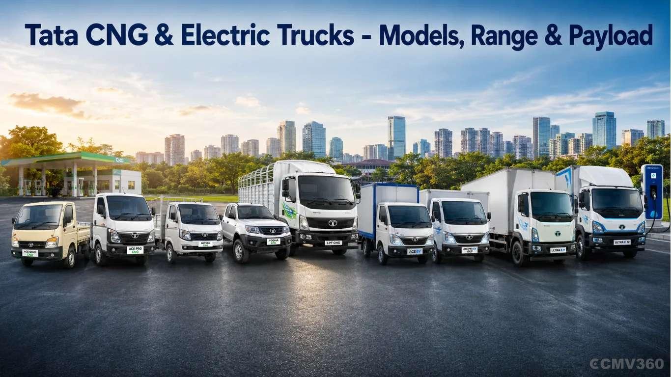 टाटा सीएनजी और इलेक्ट्रिक ट्रक - मॉडल, रेंज और पेलोड Tata CNG & Electric Trucks - Models, Range & Payload