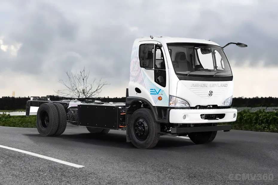 Ashok Leyland BOSS 14T Electric truck chassis front angle view Ashok Leyland BOSS 14T Electric truck chassis front angle view