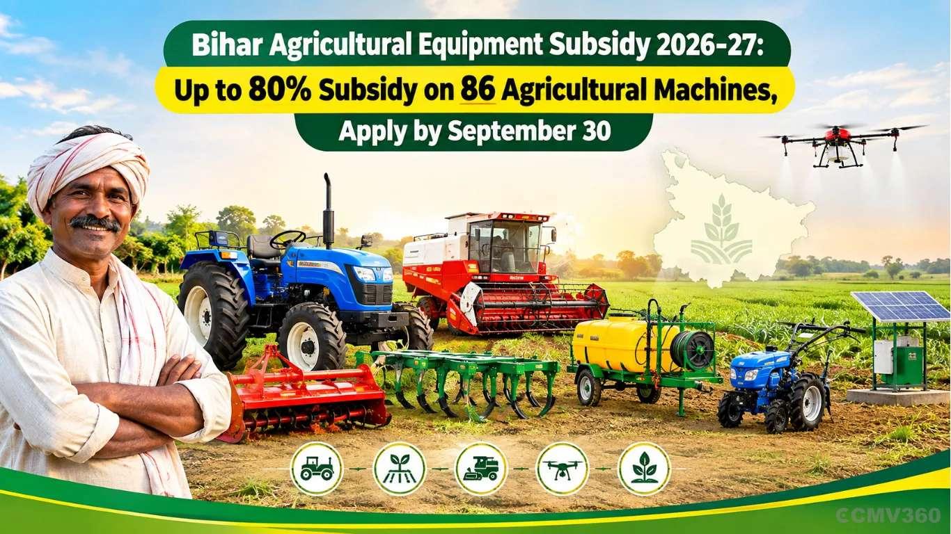 Bihar Agricultural Equipment Subsidy 2026-27: Up to 80% Subsidy on 86 Agricultural Machines, Apply by September 30 Bihar Agricultural Equipment Subsidy 2026-27