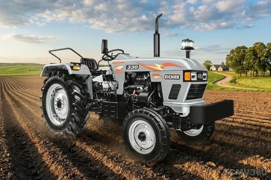 Eicher 330 2WD tractor working in a farm field Eicher 330 2WD tractor working in a farm field