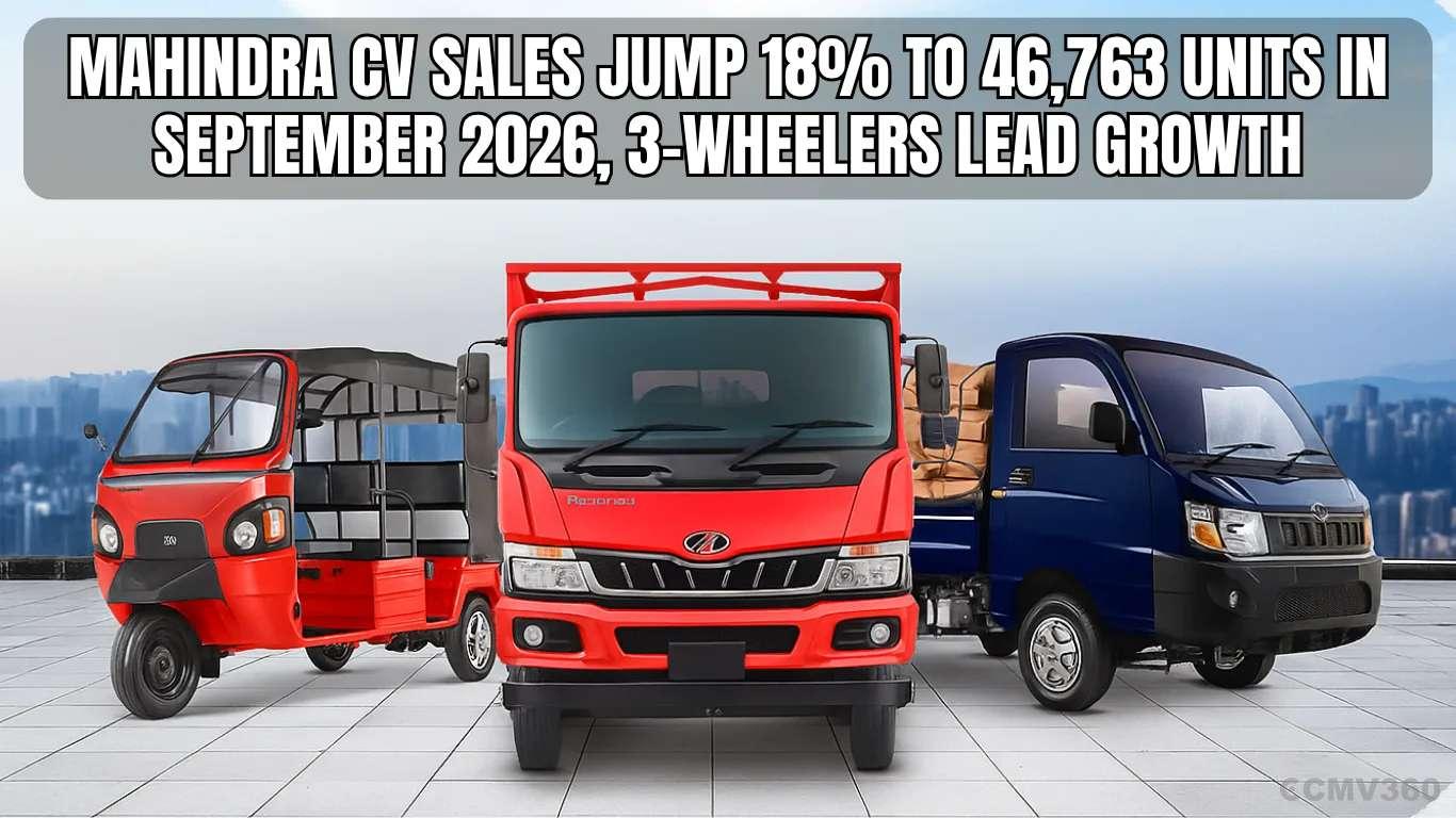Mahindra CV Sales Jump 18% to 46,763 Units in September 2026, 3-Wheelers Lead Growth Mahindra CV Sales Jump 18% to 46,763 Units in September 2026, 3-Wheelers Lead Growth