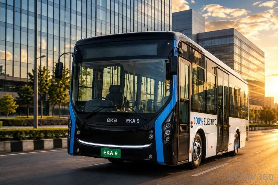 EKA 9 Electric Bus Three Quarter View EKA 9 Electric Bus Three Quarter View