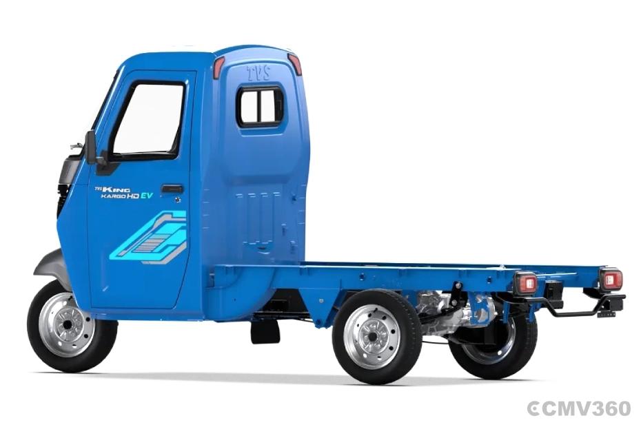 TVS King Kargo HD EV Neptune Blue CBC Left Rear Three Quarter TVS King Kargo HD EV Neptune Blue CBC Left Rear Three Quarter