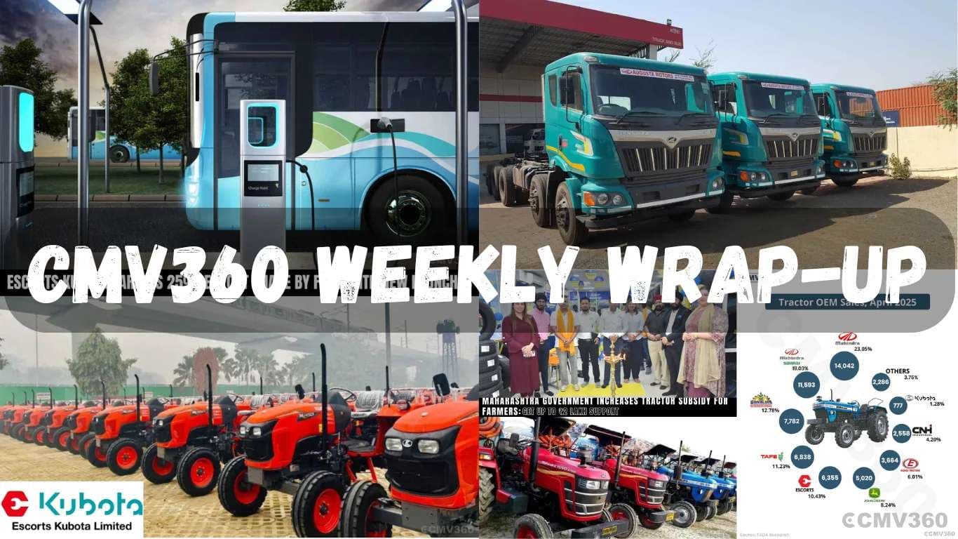 CMV360 వీక్లీ ర్యాప్-అప్ | 04 వ మే - 10 మే 2025: వాణిజ్య వాహన అమ్మకాలలో క్షీణత, ఎలక్ట్రిక్ మొబిలిటీలో ఉప్పెన, ఆటోమోటివ్ రంగంలో వ్యూహాత్మక షిఫ్ట్లు మరియు భారతదేశంలో మార్కెట్ పరిణామాలు CMV360 Weekly Wrap-Up | 04th May – 10th May 2025