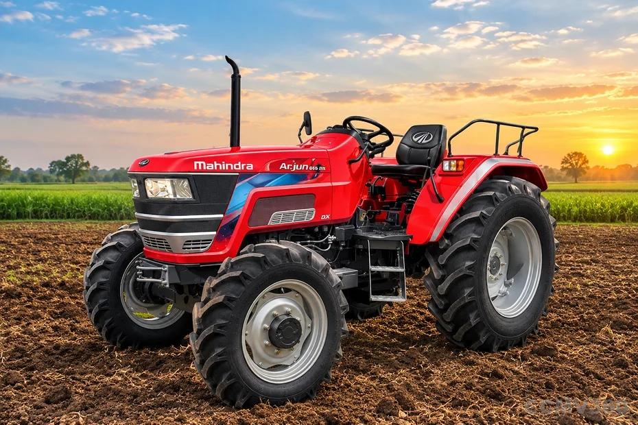 Mahindra NOVO 605 DI PP V1 4WD tractor left front three quarter view Mahindra NOVO 605 DI PP V1 4WD tractor left front three quarter view