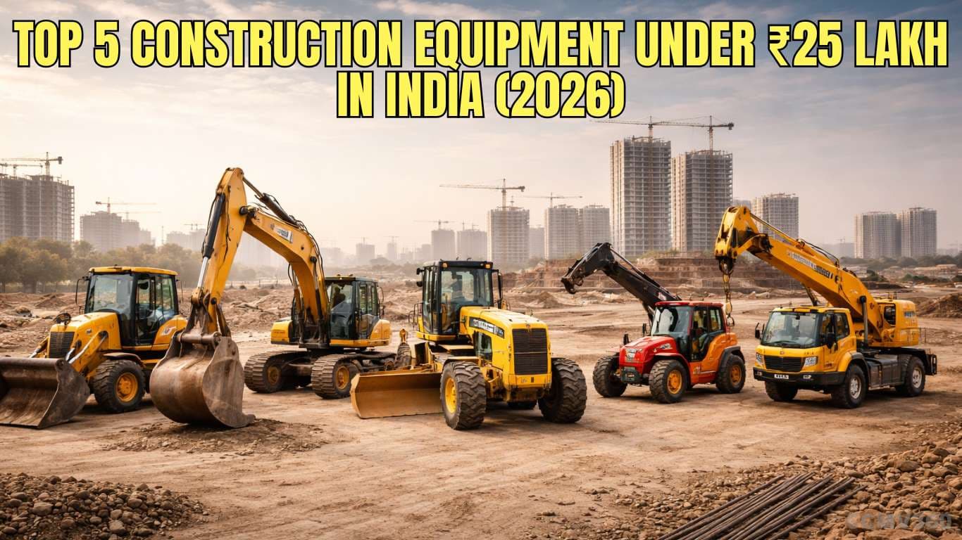 Top 5 Construction Equipment Under ₹25 Lakh in India (2026): Best Budget Machines for Contractors & Builders Top 5 Construction Equipment Under ₹25 Lakh in India (2026)